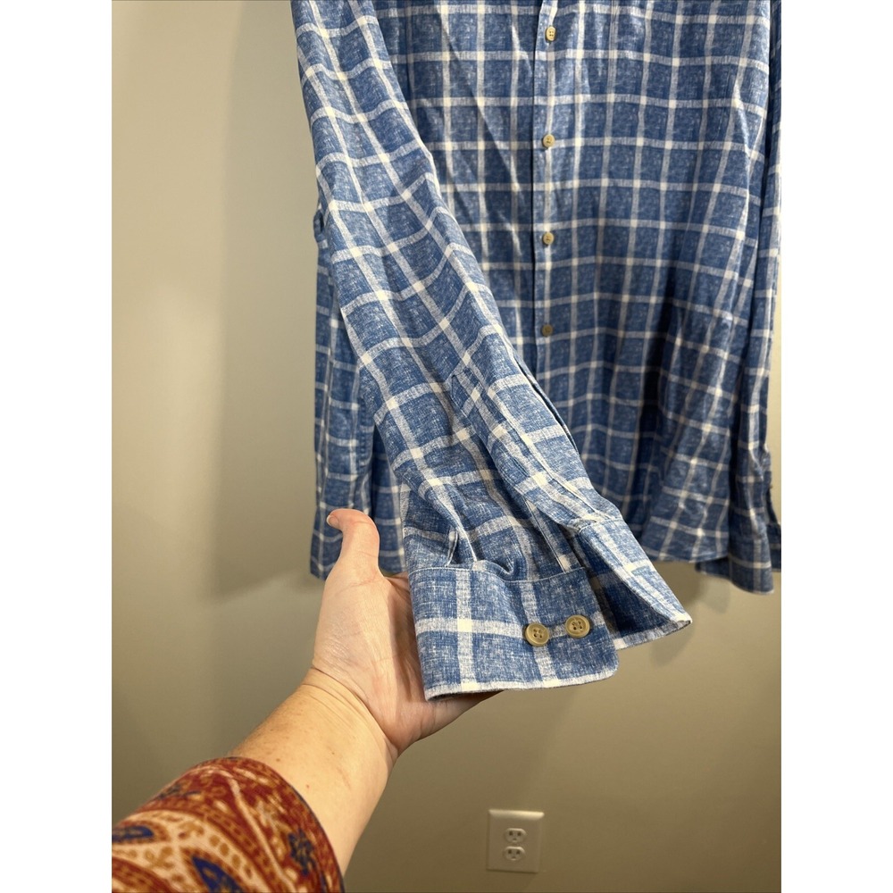Johnnie-O Hangin Out Blue 100% Cotton Button Up Summer‎ Shirt Men's Size 2XL - Picture 7 of 11